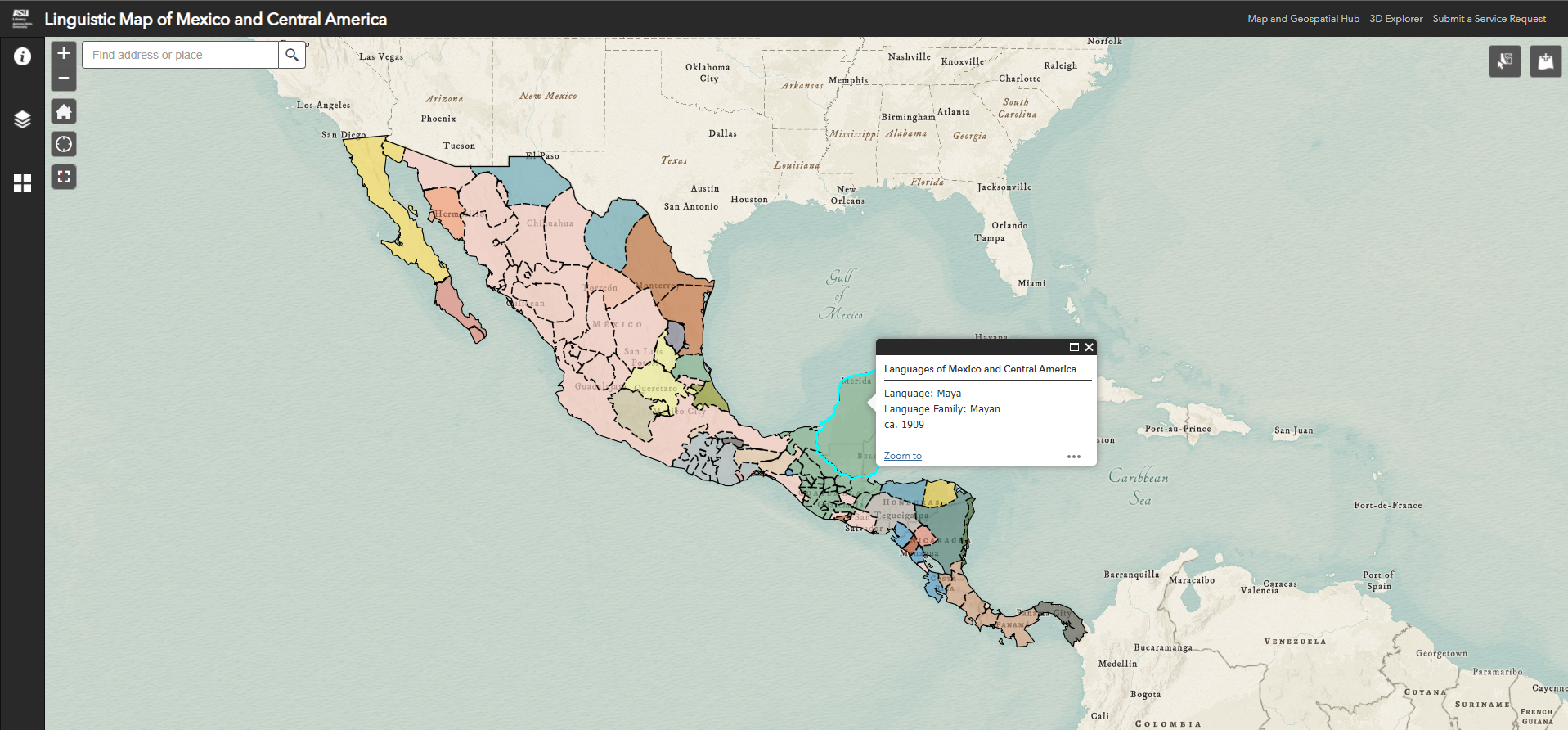 New Web App Linguistic Map Of Mexico And Central America ASU Library