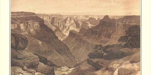 A hand-drawn view of the Grand Canyon from the Transept.