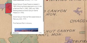 Screenshot of the 1918 National Parks and Monuments Online Web App showing a digitized version with information on Grand Canyon National Park shown.