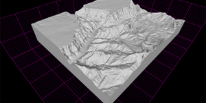 A silver three-dimensional topographic rendering of the Cape Solitude quadrangle map, showing the confluence of the Colorado River and Little Colorado Rivers in the Grand Canyon region.