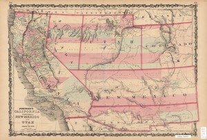 Johnson’s California, Territories of New Mexico and Utah, Map depicting the Southwest U.S. Territories of New Mexico, Utah, and the States of California and Colorado as they were in 1862.