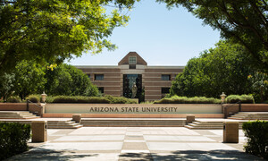 Exterior view of Fletcher Library on the ASU West Valley campus.