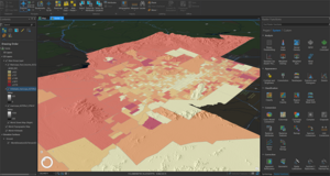 Maricopa County in a three dimensional scene in ArcGIS Pro, highlighting income disparity