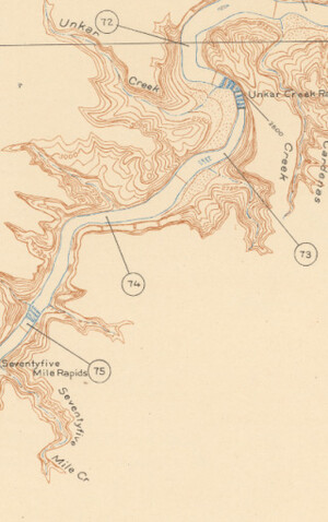 Map of the Colorado River through the Grand Canyon.
