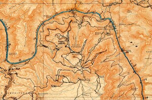 Section of Matthes-Evans topographic map, heavily annotated in pen by Harvey Butchart