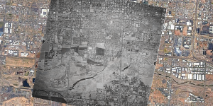 Sample ADOT highway aerial photograph overlaid onto contemporary imagery.