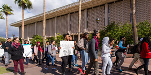 ASU student protesters marching on Tempe campus for Black Lives Matter rally