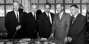 President Homer Durham in master planning meeting, circa 1965.