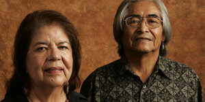 Wilma Mankiller and Simon Ortiz from Mrs. Mankiller’s 2008 talk for The Simon Ortiz RED INK Indigenous Speaker Series.