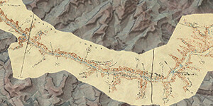 Cropped segment of map overlaid upon the Colorado River.