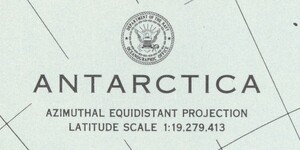 U.S. Navy Oceanographic Office seal and projection details reading Azimuthal Equidistant Projection Latitude Scale 1:19,279,413