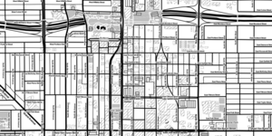 Black and white motif basemap centered on downtown Phoenix.