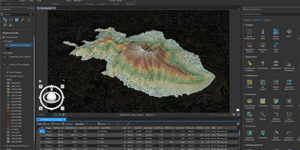 A sample screenshot of ArcGIS Pro software showing interface elements and a three-dimensional rendering of Camelback mountain.