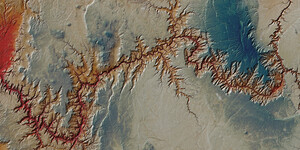 Pseudo-color terrain map of the greater Grand Canyon region.