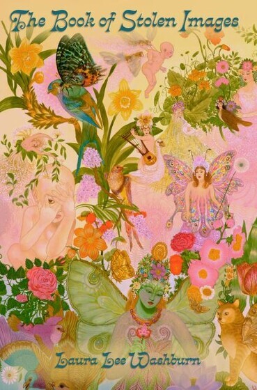 Psychedelic image of fairies and a colorful garden