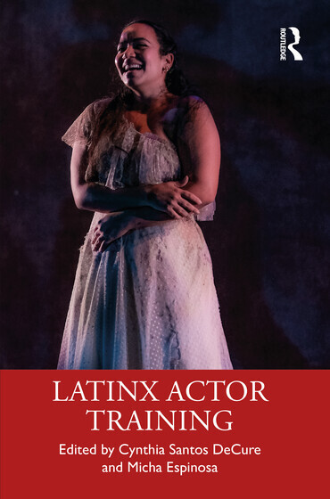 Latinx actor in a white dress on stage