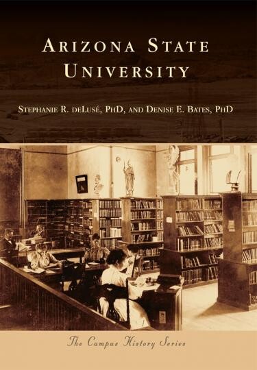 Book cover with sepia image of students in the library of what because ASU