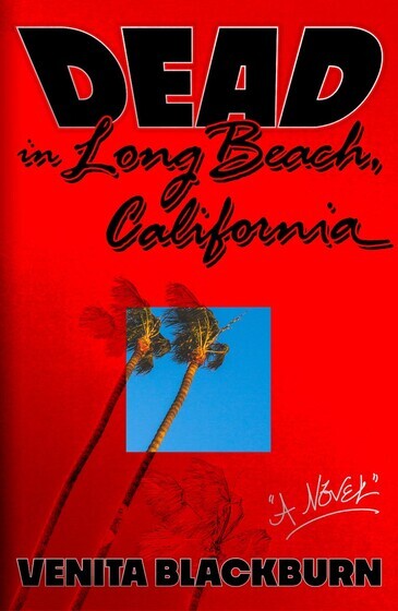 Red colored image of two palm trees