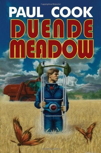 Cover of "Duende Meadow" featuring a man standing in a field