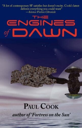 Cover of "The Engines of Dawn" featuring a meteor and a satellite in space