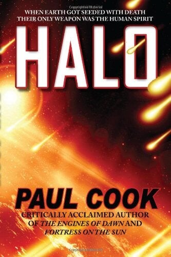 Cover of "Halo" featuring a meteor shower