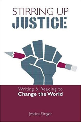 Cover of "Stirring Up Justice" featuring a raised fist holding a pencil