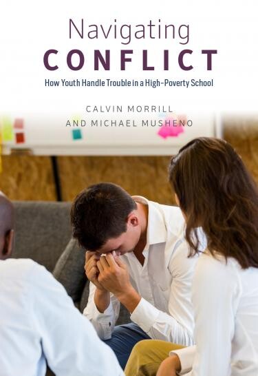 Cover of "Navigating Conflict" featuring a woman consoling a boy