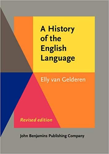 Cover of "History of the English Language" featuring a color-blocked background