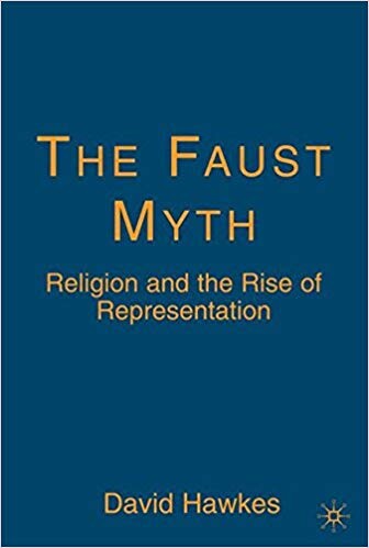 Cover of "The Faust Myth" featuring yellow text and a blue background