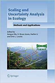 Cover of "Scaling and Uncertainty Analysis in Ecology" featuring a graphic of scaling