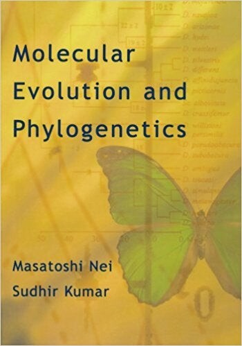 Cover of "Molecular Evolution and Phylogenetics" with a phylogenic tree and butterfly as the backgroung