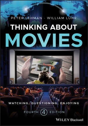 Cover of "Thinking about Movies" featuring an audience watching a movie of a another person watching a movie of a person watching a movie on a phone