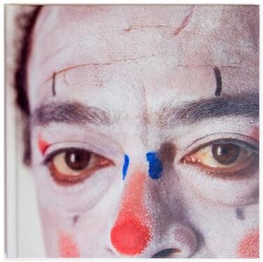 Cover of "Sanford Biggers: Moon Medicine" featuring a clown's face