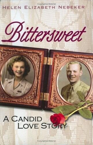 Cover of "Bittersweet" featuring a double picture frame with a man and woman's individual photographs against a lace background