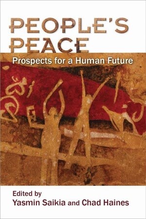 Book cover of "People's Peace" depicts an ancient painting on the wall of a cave.