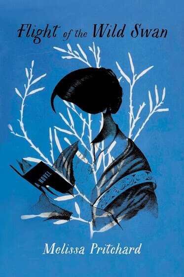 Illustration of woman reading a book on a blue background