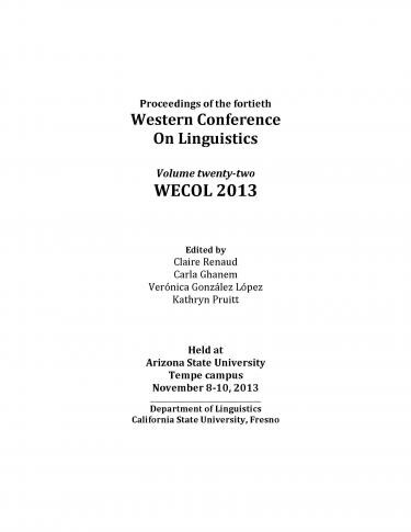 Cover of Proceedings of the Fortieth Western Conference on Linguistics.