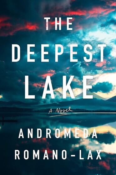 Image of stormy lake with white book title