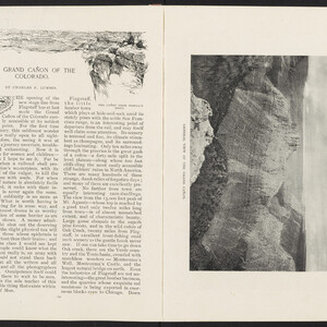 First page of a booklet titled 'Grand Cañon of the Colorado'. Opposite page is a photo titled 'General View of the Grand Cañon'.