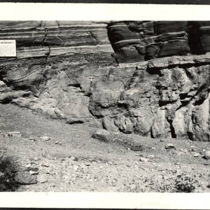 Tapeats-Archean contact on Garden Creek, shows disintegrated zone in Archean [Oct. 1937]