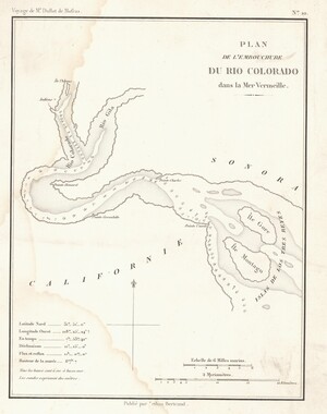 An image of the current map of the month, a French map of the Colorado river from 1844.
