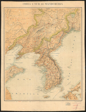 Historic Spanish map showing Korean Peninsula, South Manchuria, and portions of Mongolia, China, and Japan