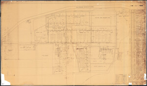 Plat map of Papago Park Prisoner of War camp showing all buildings and structures off the camp with corresponding labels and surrounding roads and canals