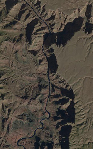 Landsat satellite image of the Grand Canyon.