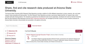ASU Research Data Repository Landing Page