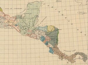 Central American region magnified to show the variety of different Indigenous languages spoken in the region