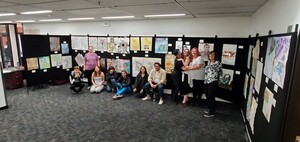 Photograph of the class who contributed to the Creative Cartography art exhibit. 