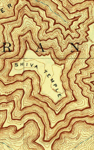 The Matthes-Evans topographic map featuring Shiva Temple in the Grand Canyon.