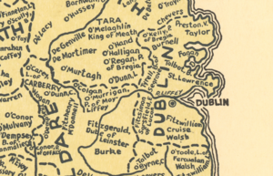 A portion of the map detailing Dublin and its surroundings.