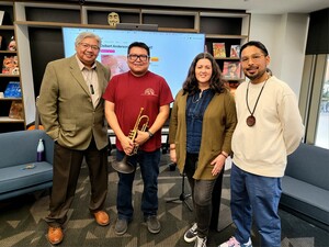 (From left to right) Jacob Moore (Tohono O’odham), Vice President, Special Advisor to the President on American Indian Affairs; Delbert Anderson (Diné) ; Alycia de Mesa ( Apache of Chihuahua, Mexico, mestiza, and Japanese descent); and Director Alex Soto (Tohono O'odham)